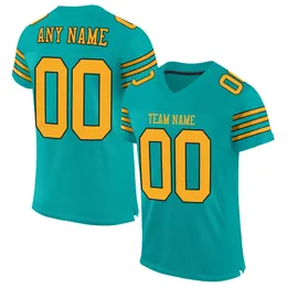 Custom Aqua Gold-Black Authentic Football Jersey 68687