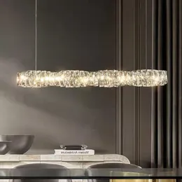 펜던트 램프 식당 현대 LED 딤섬 가능한 조명 럭셔리 K9 크리스탈 크롬 금 금속 교수형 램프 삭제 데코 비품 펜더