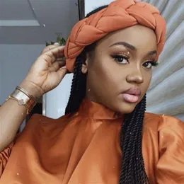 Ubranie etniczne Najnowsze przesadne duże satynowe skręt warkocz 2022 Ręcznie robiony afrykańska czapka Nigerian Wedding Gele Women Turbans Panie Głowa Głowa