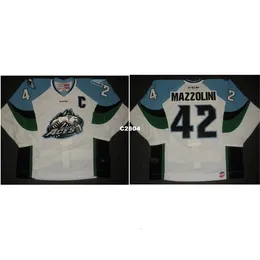 CHEN37 MEN تخصيص ECHL 2013 14 Alaska ACES 42 Nick Mazzolini Away Jersey Hockey Jersey أو مخصص أي اسم أو رقم رجعية Jersey