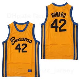 Moive Teen Wolf Beavers Basketball 42 Scott Howard Jerseys Man Yellow Team Color Breattable Sports Pure Cotton Uniform utmärkt kvalitet till försäljning