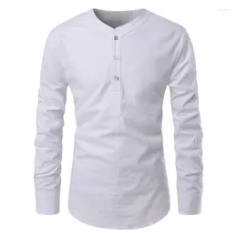 Camisetas masculinas camisa longa camisa de manga longa Casual colorido sólido colarinho de colarinho outono e camisas de pescoço de inverno contra