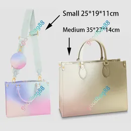 Дизайнеры Tote Woman Gradient Colors PM MM Сумочка с длинными плечевыми ремнями разнообразие удобных стилей переноски или сумки для отдыха M20510 M59856