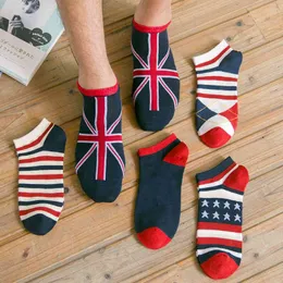 Designer Runner Sock Mens Invisible Non Slip Kids Socks Bawełniane skarpetki z wzorem flagi narodowej oddychające 5 par