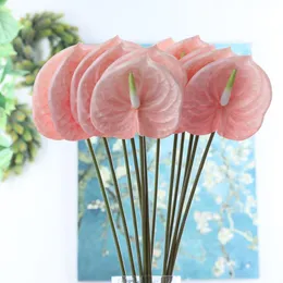 Decorative Flowers & Wreaths Printing Anthurium Branch Artificial For Home Wedding Table Decoration Plastic Fake Plants Fleur ArtificielleDe