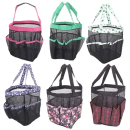 Simning av strandpåsar Bad Mesh Bag Travel Wash Gurgle förvaringspåsar Torra våt Multifunktion 8 fickor Portable Basket Printed Organizer B8182