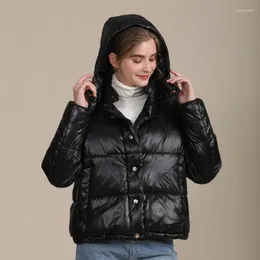 Parkas de plumón para mujer, abrigo acolchado con capucha de gran tamaño para invierno y otoño, chaqueta acolchada con capucha para la nieve, Parka corta hinchada para mujer, chaquetas Luci22