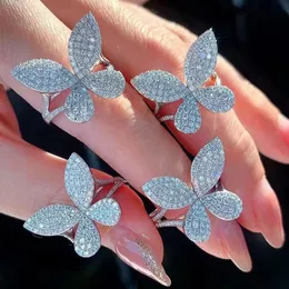 Choucong Sterg Silver Butterfly Ring 3 Adjustable White