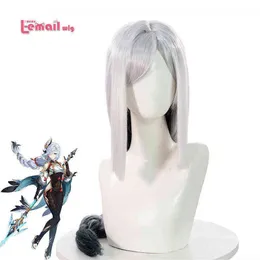 L-EMAIL WIG合成髪のGenshin Impact Shenhe Cosplay Wig wigs Long Straight Woman hat Rostant 220525