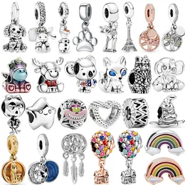 925 Silber Charm Perlen baumeln 1 Stück neue süße Elefant Regenbogen Ballon Sterne Perle passen Pandora Charms Armband DIY Schmuck Zubehör