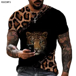 Мужские и женские футболки с леопардовым принтом «Мир животных» Hd, большие летние топы с короткими рукавами