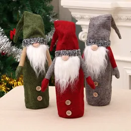 Noel cüceleri şarap şişe kapağı İsveç tomte cüceleri şarap şişe toppers Noel claus şişe çantaları Noel süslemeleri sxjun13