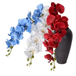 Flores decorativas grinaldas 5pcs phalaenopsis orquídea pano de seda toque real toque de casamento decoração de casa 100 cm de 9 cabeças simulação borboleta