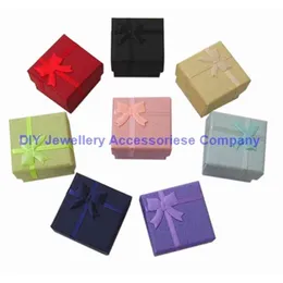 1st Fashion Ribbon Jewelry Box Multi Colors Ringörhängen hänge 4x4x3cm Displayförpackningsgåva