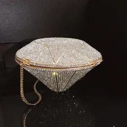 Luxuriöse Damen-Abend- und Partytaschen in Diamantform voller Shinestone-Schultertasche, Clutch, Banketttasche