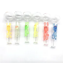 Toptan Pyrex Cam Yağ Burner Boru Sigara Aksesuarları Çok Renkler Glow Karanlık Tarzı Mini El Yanan Dab Rig Tüp Tütün Kuru Herb SW125