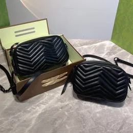 designerka torba kamery czarna łańcuch crossbody skórzana luksusowa torebki na ramię Wysokiej jakości litera torebka portfela metalowa dwukolorowa dama