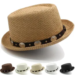 Berets Men Women Classical Straw Pork Pie Hats Fedora Sunhats Trilby Caps Summer Boater Beach Outdoor Travel Party Size US 7 1/4 UK LBerets