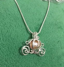 Collane con ciondolo Argento sterling Carrozza di zucca Gabbia di perle Collana con medaglione Fai da te Natale Gioielli per San Valentino Collana con ciondolo