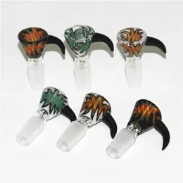 14mm 18mm Glasschalen Male Joint Hookahs Griff Schöne Slide Bowl Stück Raucherzubehör für Bongs Wasserpfeifen Silikon Nektar