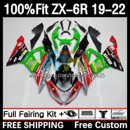 حقن العفن جسم كاواساكي نينجا ZX 636 600CC ZX636 19-22 هيكل السيارة 6DH.15 ZX 6R ZX-6R ZX6R 19 20 21 22 Frame ZX-636 2019 2020 2021 2022 OEM Fairing Kit Red Green