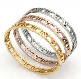 Fashion Silver Stainless Steel Shackle Roman Bracelet Jewelry Rose Gold Bangles Bracelets For Women Love Bracelet GC895