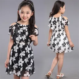Teenage Girl Dresses Summer Children's Clothing Kids Flower Dress Chiffon Princess For Age 7 8 9 10 11 12 Years 220426
