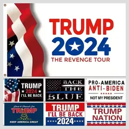 Bandiera Trump 2024 Tornerà Fai contare ancora i voti 3x5 piedi Banner elettorale del presidente Trump 90x150 cm 0810