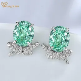 스터드 Wong Rain Romantic 925 Sterling Silver 6 CT 만들기 Moissanite Paraiba Tourmaline Gemstone Eor Studs Earrings Fine Jewelry Giftsstud ki