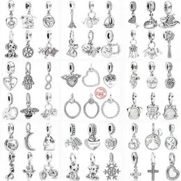 925 Silver Fit Pandora Charme 925 Bracelet Heart Friend Cat Dog I Love You Pinging Charms Set Pingente Diy Fine Jewelry