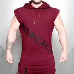 Gym Clothing Patchwork Contrast Fitness Athleisure Hoodie Training Moisture Wicking Tank Top T-Shirt Sleeveless Sweatshirt Sport HoodieGym