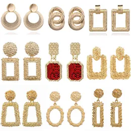 LATS 2020 Orecchini vintage grandi per le donne Orecchini dichiarazione geometrica orecchini pendenti in metallo dorato tendenza gioielli di moda G220312