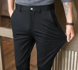 Black/Dark Blue Spring Summer Suit Pants For Men Clothing 2022 Slim Fit Business Casual Trousers Formal Wear 36