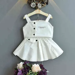 2022 Summer New Baby Girl Set Высококачественный жилет плиссированная юбка с двумя частями повседневная одежда для модной одежды для девочек платье детей G220509