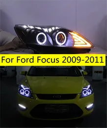 Car Front Lights For Ford Focus LED Headlight 2009-2011 DRL Turn Signal Day Beam Dipped Headlights High Beam Angel Eye