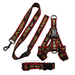 Dog Collar Leashes Set 2.5cm Luxury Leash Classic Bronzing Letter Pet Collars Nylon Car Seat Belts Designer Dog Harness for Small Medium Large Dogs Bulldog Poodle B107