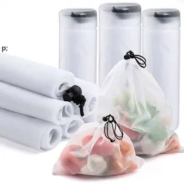 6pcs Reusable Vegetable Fruit Bags Barrel Packaging Eco Friendly Shopping Mesh Produce Bag Washable Kitchen Organizer Pouch Toys BBA13281