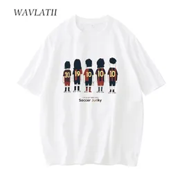 wavlatii 여자 여름 티 탑 레이디 100%면 클래식 프린트 티셔츠 wt2156 220511