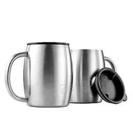 420ml Stainless Steel Beer Mug Double Layer Coffee Cup With handle Bar Wine Beverages Cups Outdoor Travel Portable Water Mugs BH6426 TYJ