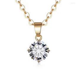 Naszyjniki wiszące moda złoty kolor błyszczący Naszyjnik z cyrkonu sześciennego dla kobiet proste kryształowy choker biżuterii ślubnej hurtant