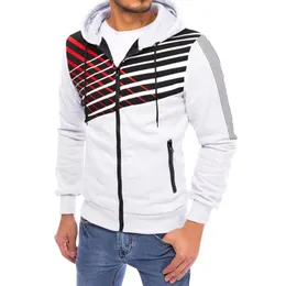 Erkek Hoodies Sweatshirts Sıcak ceket dikiş çizgili spor katlar fermuarlı sweatshirt kapüşonlu kazak