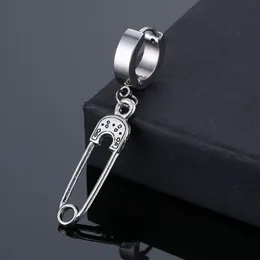 Dangle Clip Hoop Earrings 316L Stainless Steel Punk Hip Hop Rock Ear Hoops Body Piercing Jewelry for Men and Women