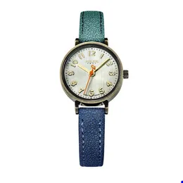 2022 Niebieskie dżinsy Watch Kobiety Antique Quartz Julius zegarki marka Casual Cool Gradient skórzany pasek Brązowy Whatch zegar zegarowy Montre de lukse prezent k1