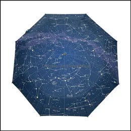 Försäljning Creative 12 Stars Map Starry Sky Paraply Rain Women Matic Three Folding Parasol Parapluie 220225 Drop Leverans 2021 Paraplyer Gear Hou