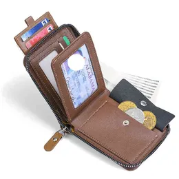 Plånböcker Mäns plånbok gjord av lädervaxoljehudväska för män myntväska kort manlig blixtlås runt pengar påse 220625
