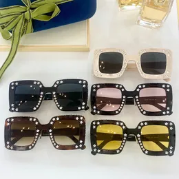 Óculos de sol da moda feminina 0780 Classic Summer Style Big Square Diamantes