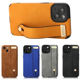 Adjustable Wristband Kickstand Strap Holder Belt Stand Phone Cases for iPhone 13 12 11 Pro Max XR XS X 7 8 Plus Wrinkled PU Leather Soft TPU