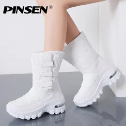 PINSEN Inverno Impermeabile di alta qualità Tenere al caldo Peluche Donna Stivali da neve a metà polpaccio Antiscivolo Botas Mujer Y200915 GAI GAI GAI