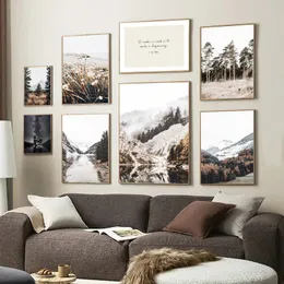 Herbst Winter Natürliche Landschaft Malerei See Reflexion Leinwand Malerei Poster Nordic Stil Kunstdruck Wand Dekoration Bild