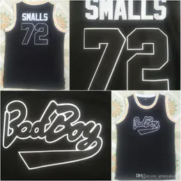 나쁜 소년 악명 높은 큰 # 72 Biggie Smalls 영화 농구 유니폼 100 % 스티치 검은 S-XXL